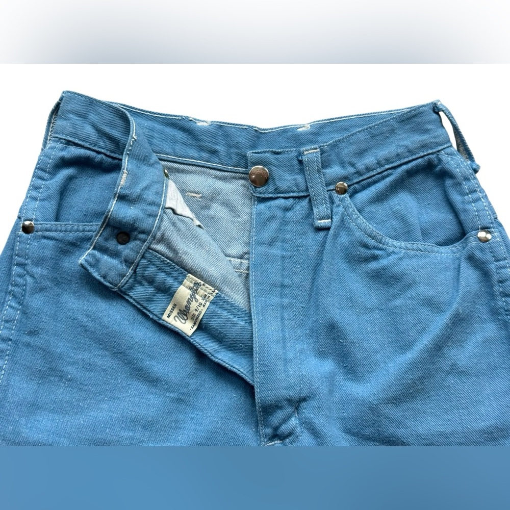 Vintage 1960s Wrangler Shorts Misses Denim Gripper Zipper Sz 9/10 (actual 24x12)